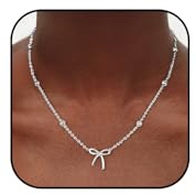 Nelytiya Gold Halskette Damen 18k Vergoldet Schleifen Kette Silber Schleife Anhänger Kette Damen