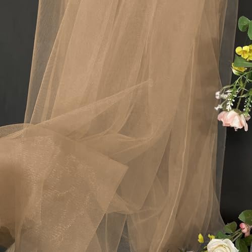 Tüllstoff Tüll Braun Organza Stoffe - 5 m x 160 cm Tüll Stoffe Meterware, für DIY Tisch Party Torbogen Hochzeit Decoration Tüllrock Schleier