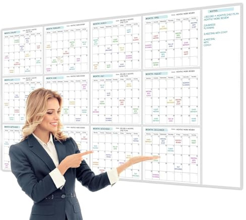 Planificador Anual 2026 Pared, 150 X 85cm Calendario Anual Pizarra Blanca Borrable En Calendario Planificador Anuals Borrable - Calendarios Anuals De Pizarra En Reutilizable Para
