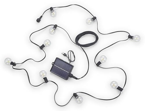 Reality Leuchten LED Hybrid Solar Außen Lichterkette Mood R74761132, Kunststoff Schwarz, inkl. 10x 0.5 Watt LED, Fernbedienung, Länge 5.7 Meter