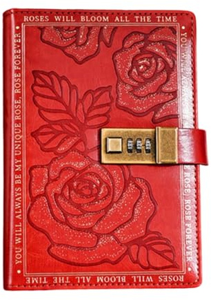 Tagebuch, B6 Passwort-Tagebuch, 224 Seiten, Leder, Rose, Hardcover, liniert, persönlicher Organizer, Tagebuch, Planer für Damen, Herren, Kinder, Teenager, Schule, Reisen, Geburtstag, Weihnachten