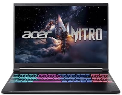 Acer Nitro V 16S AI (ANV16S-41-R93W) Gaming Laptop, 16 WQXGA IPS 180Hz Display, AMD Ryzen 7 260, 16 GB RAM, 1 TB GB SSD, NVIDIA GeForce RTX 5070, Windows 11, QWERTZ Tastatur, schwarz