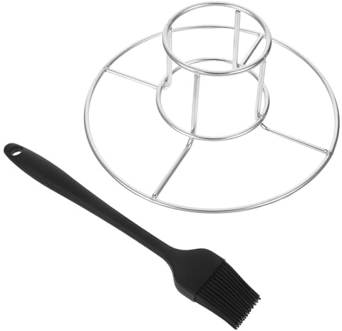 jojofuny 2 Stück Hühnerhalter aus Edelstahl mit Silikon Ölpinsel Klappbar Rostfrei für Gegrilltes Hähnchen und Geflügel Stabiler Grillständer für Garten und Outdoor