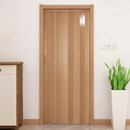 Plastic Foldable Sliding Door, Internal Folding Door Panel with Handle, Space Saving Room Divider (Yellow, Thickness 6mm)