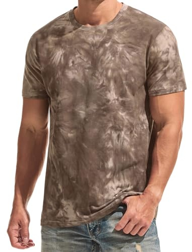 YINGDA Herren Druck-T-Shirt | Vorverzogene Knittern T-Shirts mit mittlerer Elastizität