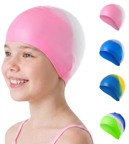 OSDUE Cuffia Nuoto Silicone, Bambini 4-12 Anni, Facile Indossare, Comfort | Cuffia Piscina Bambini, Swimming Cap, Antiscivolo, Ottima Tenuta, Elasticizzat, Resistenza, Colori sfumati