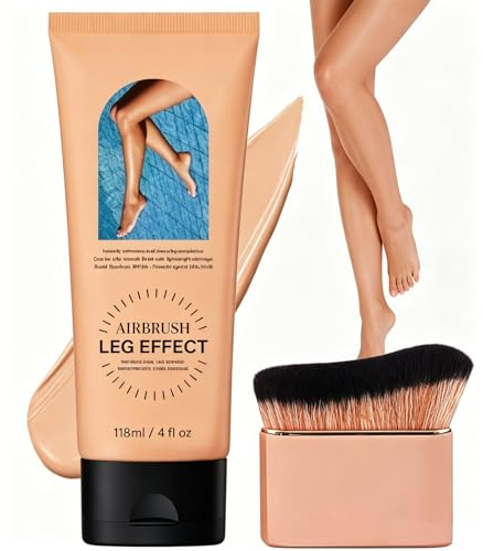 Kit De Maquillage Pour Jambes À Aérosol Gireatick, Teinte Moyenne Avec Pinceau Incurvé En Or Rose, Correcteur Imperméable À Couvrance Totale Pour Cicatrices, Veines, Tatouages