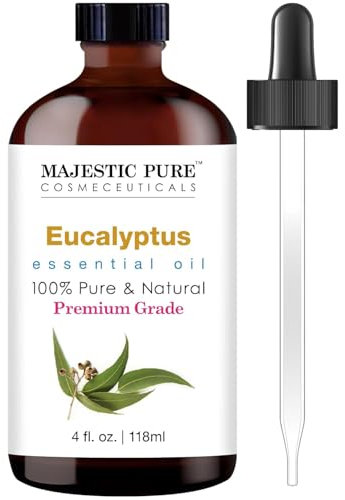 MAJESTIC PURE Eucalyptus Essential Oil | 100% reines und natürliches Eukalyptusöl | Hochwertige ätherische Öle für Haarpflege, Raumdiffusoren, Haut, Aromatherapie, Massage und Luftbefeuchter | 118 ml