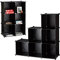 2X Regalsystem, 6 Fächer, Stufenregal, Standregal, Raumteiler, Bücherregal, Treppenregal, HBT 110 x 110 x 35 cm, schwarz