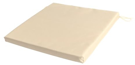 SOFTILLO Patio Chair Cushion with Seat Ties - Indoor and Outdoor Furniture Seating - Water-Resistant Polyester - Kitchen Dining, Lawn & Garden - 36 x 36 cm - Natural