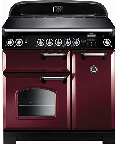 Rangemaster Classic CLA90ECCY/C 90cm Electric Range Cooker with Ceramic Hob - Cranberry/Chrome - A/A Rated