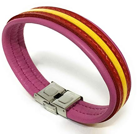 YOJAN PIEL | Pulsera De Cuero Bandera De España (Fabricada Artesanalmente) | Complementos de Moda Unisex para Hombres y Mujeres de Estilo Atemporal y Elegante | Regalos Originales y Exclusivos