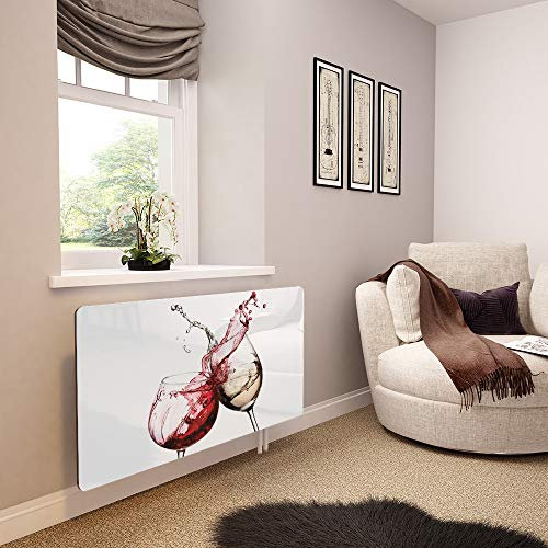 Glass Radiator Cover Printed - Red and White Wine - Made by Premier Range in 1020mm Wide x 640mm High