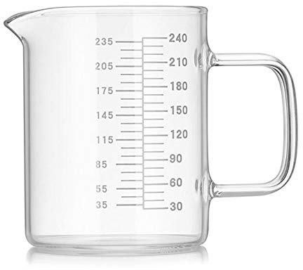 240ML Glass Measuring Cup,Heat-resistant Borosilicate Digital Measuring Cup, Liquid Powder Microwave Heating Milk Cup, Transparent Scale Mug,Kitchen Cooking Baking Measure Jug Coffee Pitcher Pot