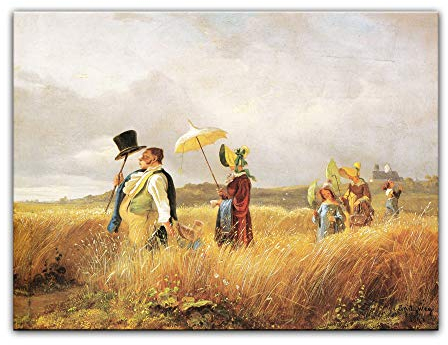 Kunstdruck Poster - Carl Spitzweg Sonntagsspaziergang 80x60 cm ca. A1 - Alte Meister Bild ohne Rahmen