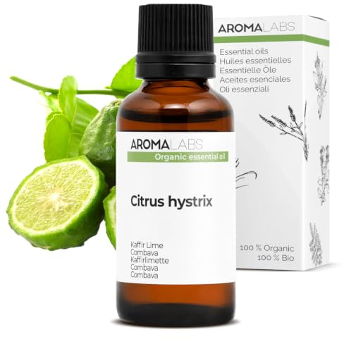 BIO - Kaffir Lime Essential Oil - 30mL - 100% Pure, Natural, Chemotyped and AB/Cosmos Certified - AROMA LABS (French Brand)