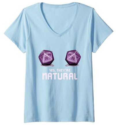 Donna Yes They're Natural Dungeon Gamer Dice Board Dragon Player Maglietta con Collo a V