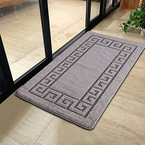 PHP Non Slip Indoor Door Mat, Heavy Duty 40 x 60 cm Waterproof Gel Back Welcome Front Door Mat, Floor Mats for Home, Kitchen and Bedroom Decor - Grey