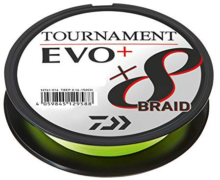 Daiwa Tournament X8 Braid EVO+ 0,18mm 135m Chartreuse geflochtene Angelschnur