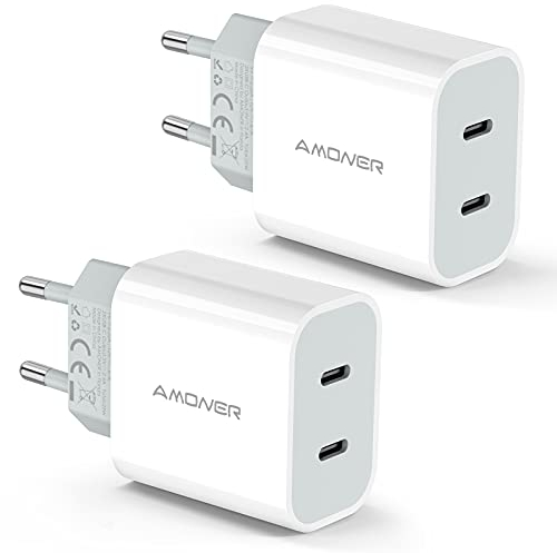 Amoner USB C Ladegerät 25w USB C stecker,USB C Adapter 2 Port 25 W Power Adapter Netzteil für iPhone 2 Stücke USB C Schnellladegerät kompatibel mit iPhone 14, 13,13pro max, 12,12mini,12 Pro,11 Pro Max