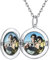 PROSILVER Charms Medaillon Kette 925 Silber personalisiert Runde Anhänger zum Öffnen mit 2 Fotos Damen Bilder Amulett Schmuck für Geburtstag Valentinstag
