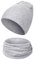 Kiiwah Kinder Beanie Mütze und Loop Schal Set, Weiche Baumwolle Warme Strickmützen und Schals für Baby Herbst Winter Frühling(Grau)