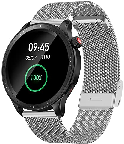 Hiseus Correa de Metal Compatible con Amazfit GTR 4/GTR 3/GTR 3 PRO/2/2e, Correa de Repuesto de Malla de Acero Inoxidable Compatible con Amazfit GTR 2/3/4/Stratos 3 (Plata)