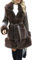 Giolshon Damen Langer Kunstleder Pelzjacke mit Gürtel und Kapuze Motorrad Parka Dicker Sherpa Fleece Oberbekleidung 241 Kaffee XL