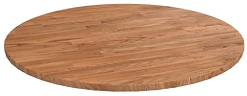 vidaXL Piano Tavolo, 50 cm Diametro x 1,5 cm Spessore, Legno Massello di Quercia Verniciato, Non Assemblato, Marrone Chiaro, Rotondo, Sostituzione Tavolo da Pranzo per Cucina