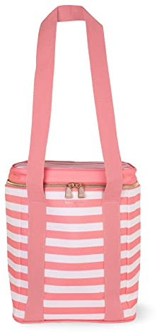 Kate Spade New York Bolsa térmica de vino rosa, bolsa aislada para picnic, bolsa de vino de 4 botellas, enfriador suave de gran capacidad, rayas de terraza