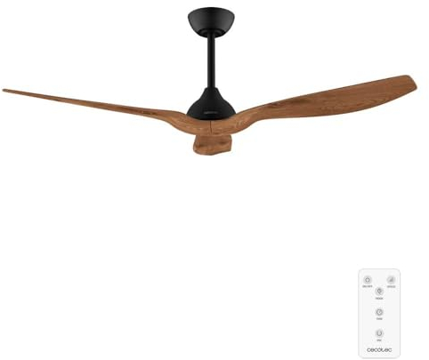 Cecotec - Ventilatori da Soffitto EnergySilence Aero 5200 BlackWood - 35 W, Diametro 132 cm, Telecomando, Timer Fino a 8 Ore, 6 Velocità, 3 Pale, Estate/Inverno, Altezza Regolabile