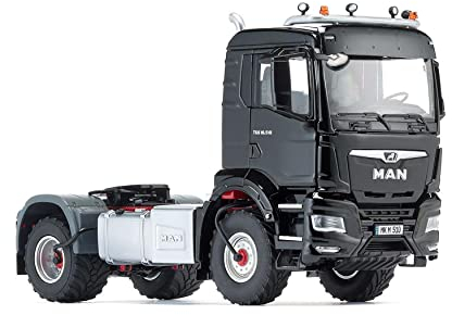 WIKING 077651 MAN TGS 18.510 4x4 BL Autocarro a 2 Assi, 1:32, Metallo e Plastica, Da 14 Anni in Su, Sistema di Controllo della Pressione degli Pneumatici, Griglia del Radiatore Apribile, Nero