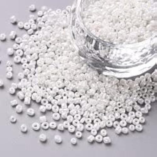 Handicraft Emporium Cuentas de cristal opaco | Brillantes | 2 mm | Blanco | 50 g