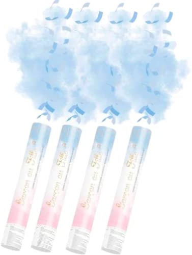 SPARKLERS CLUB® Canon en polvo Gender Reveal Azul (Niño) 30 cm – Juego de 4 lanzadores de polvo Baby Shower 24/48H