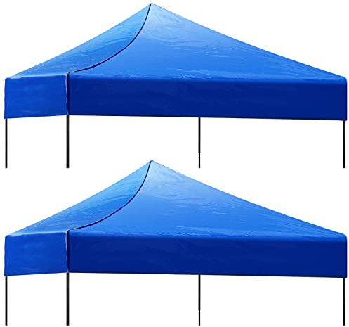 Amylove 2 Stück Baldachin Ersatz Top Pop Up 10 x 10 Baldachin Ersatz Top Outdoor Baldachin Abdeckung Baldachin Ersatzteile, nur oben, blau, 2 Stück