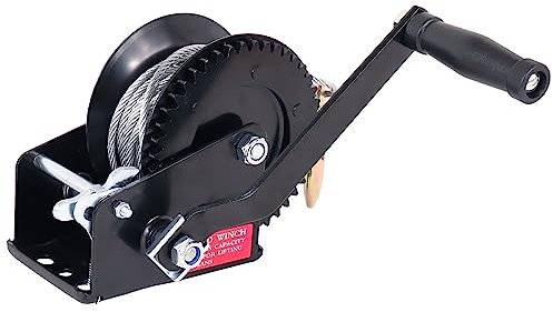 BEBLEPANY Treuil de câble de remorque de bateau de 725,7 kg avec corde en acier de 9,8 m, rapport en acier trempé 4.1:1 treuil manuel, 2 vitesses commutable