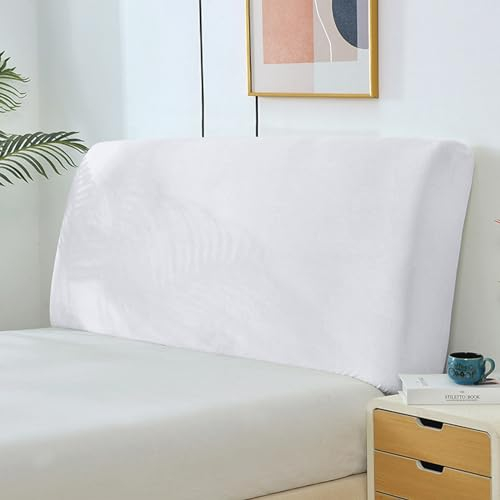 Yidaxing Bettkopfteil Hussen Bett Kopfteil Bezug, Weicher Strecken Samtstoff Staubdicht, Staubdichte Schutzhülle für gepolsterte Schlafzimmer Kopfteil(120-140cm,Weiß)