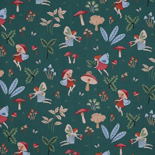 VmG-Store 1m Baumwollstoff zum Nähen 100% Baumwolle Nähstoff KEINE Meterware Kinderstoff Patchwork DIY Basteln Quilten Handwerken (Märchenwald Bc012)