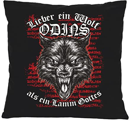 SONS OF ODIN Kissen Spruch mit Füllung Dekokissen Lieber EIN Wolf Odins als EIN Lamm Gottes