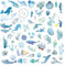 50 Stück Aquarell Ozean Aufkleber Blue Ocean Tieraufkleber Wasserdichte Sammelalbum Aufkleber Unter dem Meer Fisch Wandtattoos Dekorative ästhetische Aufkleber für Journal Laptops Gitarrenkoffer