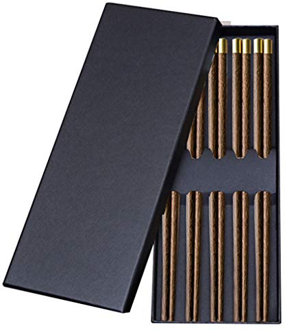 Baguettes, coffret cadeau de baguettes réutilisables en bois avec étui, baguettes à sushi japonaises, baguettes chinoises de luxe en bois naturel, baguettes antidérapantes ( Color : A )