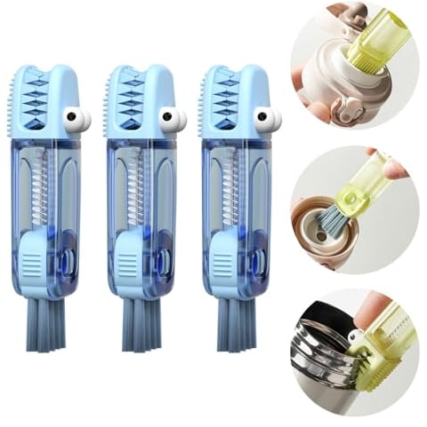 Cup Lid Cleaning Brushes, 3Pcs 3 in 1 Tiny Bottle Gap Cleaner Brushes Multifunction Kitchen Cleaning Brushes for Bottle Gap Tight Spaces Cup