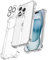 UOYOU 3-in-1 Clear Transparent Case for iPhone 15 with HD Glass Screen Protector and Camera Lens Protector for iPhone 15
