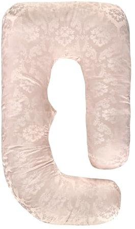 Jundetye Pregnancy Pillow Cover, Maternity Pillow Cover, J Shaped Full Body Pillow Case Fits Most 55/57 Inch Pregnant Pillow, Comfortable and Machine Washable, Rose Gold (Cover Only)