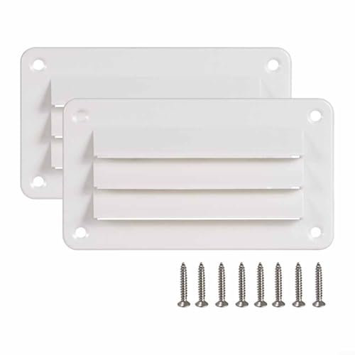 Set di 2 griglie di ventilazione per camper, in plastica ABS, rettangolari, per prese d'aria, per barche, yacht, camper, accessori di ventilazione (bianco)