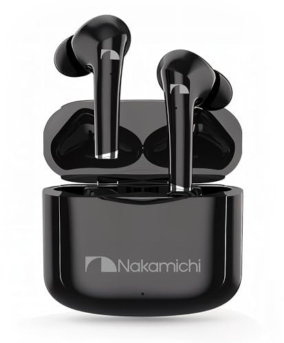 Nakamichi TW2XS Echtes Kabelloses Stereo TWS Ohrhörer mit geringer Latenz Bluetooth 5.3-Verbindung Digitale Signalverarbeitung DSP klare Spracherfassung CVC Touch-Steuerung Ladeetui Schwarz