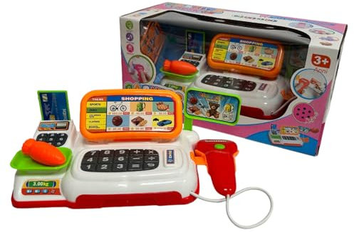 Spielzeug Registrierkasse FüR Kinder Supermarkt Registrierkasse Mit Scanner Skala Lichter Und GeräUsche Mit ZubehöR Und Falschgeld Banknoten Und MüNzen Supermarkt-Spiel Kassierer Kassierer