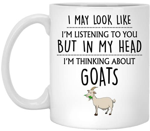 Tasses À Café Goat Goat Goat Lover Thinking About Goats Goat Farm Farmer Owner for Goat Lovers Crazy Goat Lady Mug Ceramique Drôle Tasse Café Rétro Tasse À Thé pour Travail Collègue 330ML