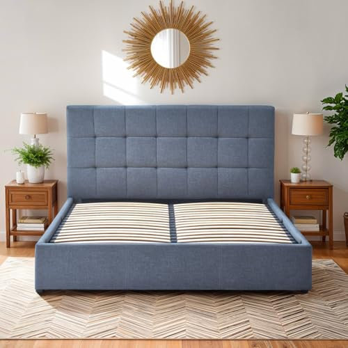 BELLECOUR LITERIE | Lit Coffre Vincennes 140x190 cm | Coloris Gris
