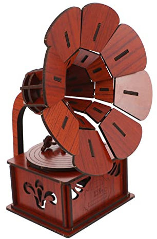 BESTonZON 1ensemble Modèle De Puzzle Bois De Gramophone pour Garçon Fille Jouet Éducatif Décoration Vintage pour Maison Et Bureau